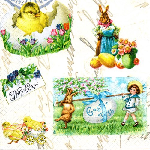 Pladao Napkin ภาพเทศกาล อีสเตอร์ Easter Joy กระดาษ แนพกิ้น สำหรับงานศิลปะ เดคูพาจ decoupage ขนาด L 33x33