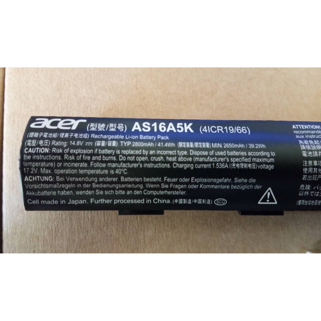 BATTERY ORIGINAL ACER แบตเตอรี่ ของแท้ ACER ASPIRE E5-475 575 573  AS16A5K