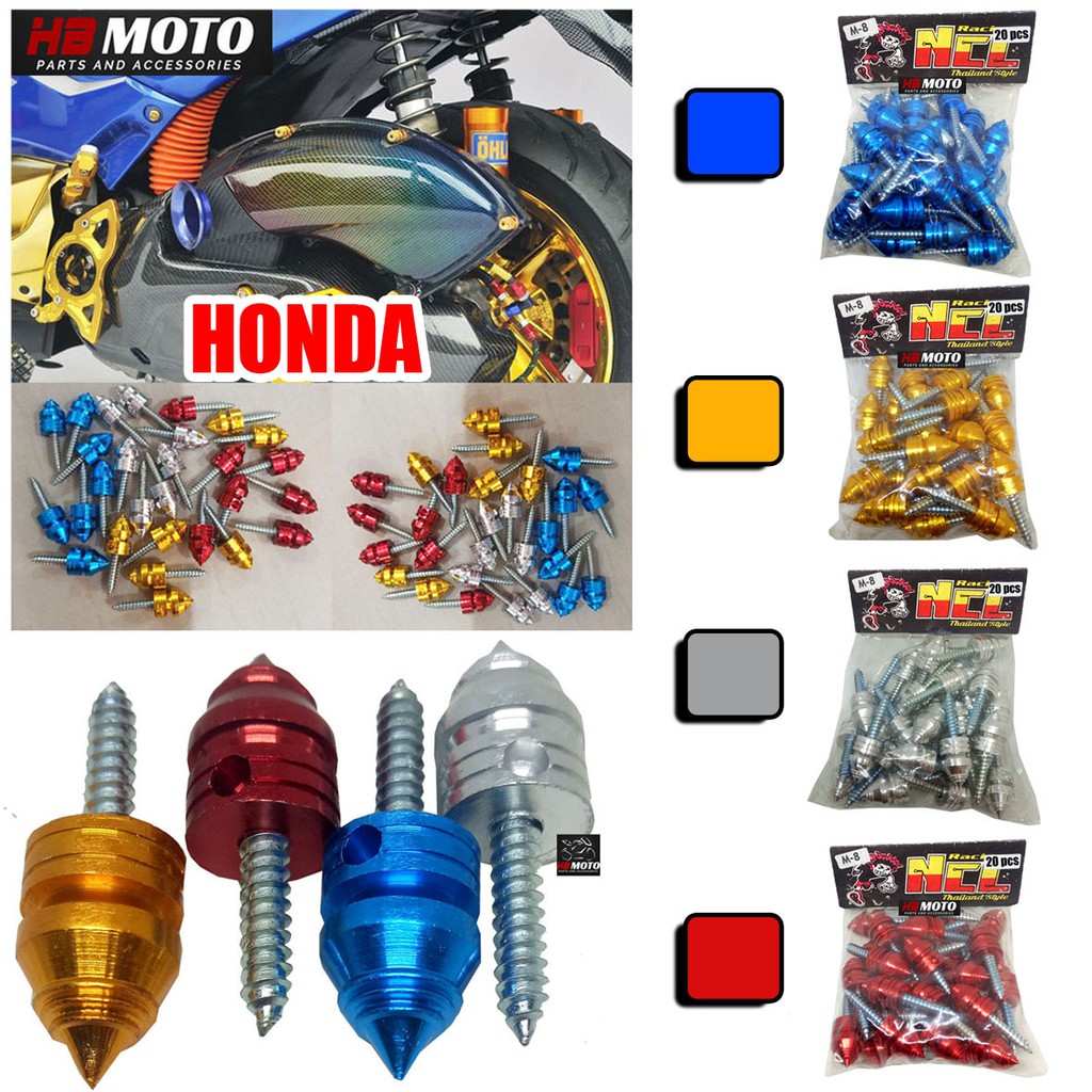 1 แพ็คมี 20 ชิ้น M8 Bolts Variations ของ Honda M8 สกรู Body Bolts / Body Bolt + แหลม monel