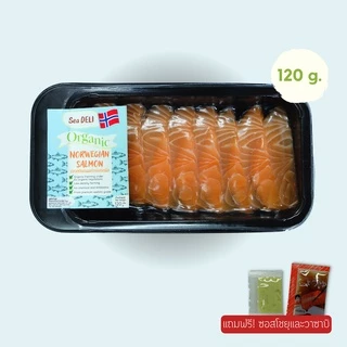 ปลาแซลมอนนอร์เวย์ ออร์แกนิค เนื้อซาชิมิ 100g | Sea DELI Organic Norwegian Salmon Sashimi