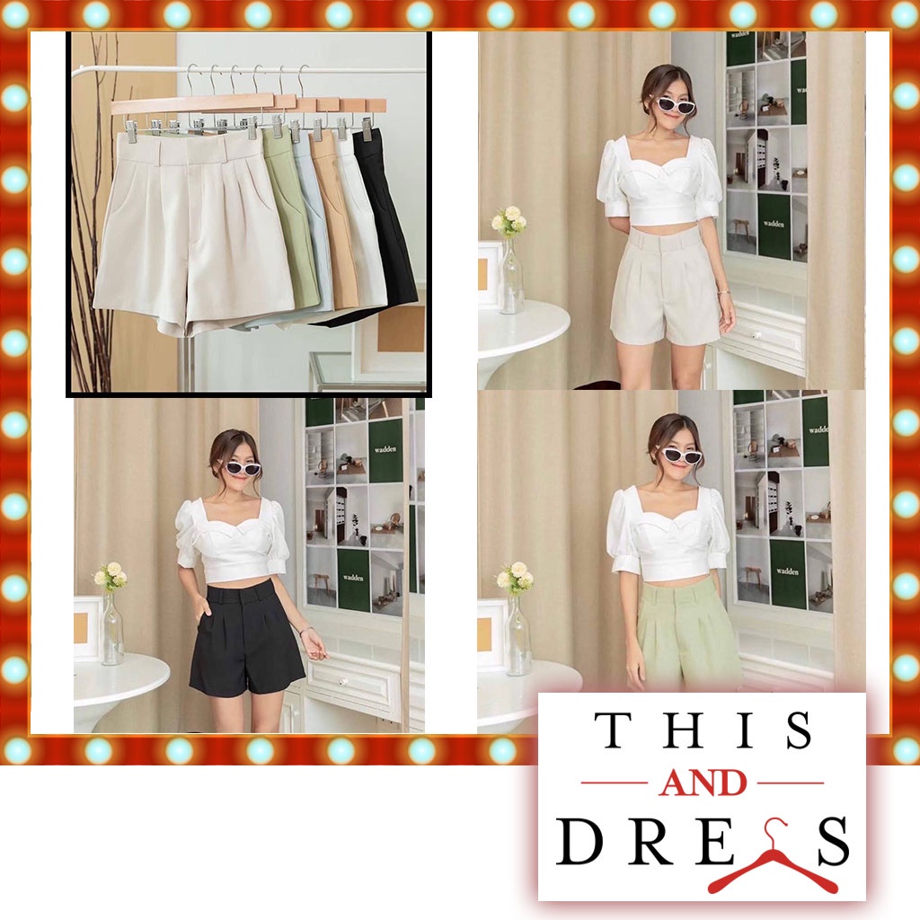 ลดล้างสต็อค Jenny Pants กางเกงขาสั้น เอวสูง สุดฮิต (S-XL) สีไม่ตก ทรงสวย ซักแล้วไม่เสียทรง กระเป๋า 2 ข้าง ตะขอหน้า-079