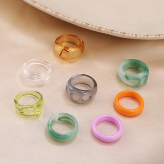 ชุดแหวนอะคริลิคลายหินอ่อนน่ารักสําหรับสร้อยคอ 5 ชิ้น # 5040