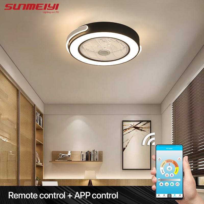 Smart remote control Ceiling Fans With Lights For Living Room Modern ...