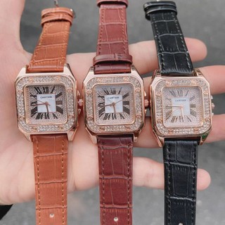 cartier สายหนัง สายดีมากฝาหลังปั๊ม รับประกันถ่าน 1 ปี รหัสสินค้า CA277
