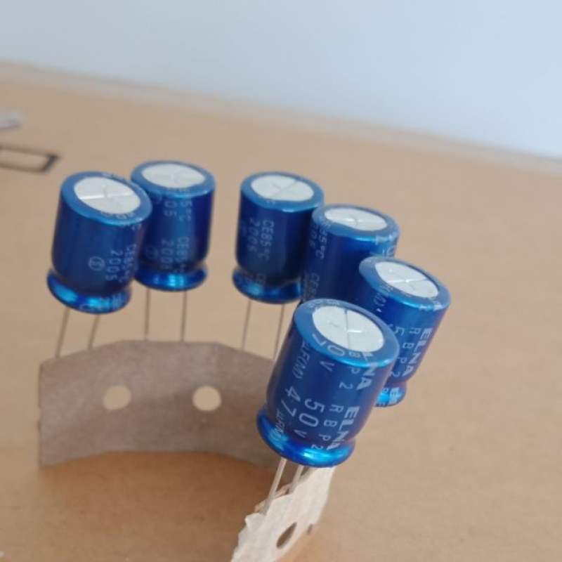 (แพ็ค10ตัว) C 47UF 50V ไม่มีขั้ว บวก-ลบ BP สีฟ้าELNAขนาด10x14mm แท้-ใหม่จากโรงงาน 47UF50V BP ไม่มีขั