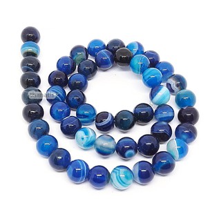 หินมงคล BLUE AGATE บลูอาเกต ขนาด 8 มิล (แพค 10, 20 เม็ด ) หินนำโชคแท้