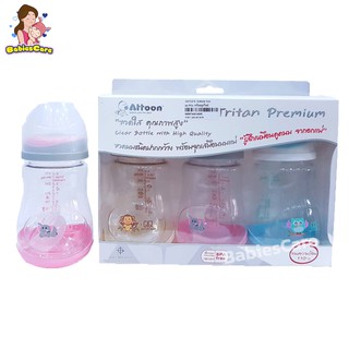 BabiesCare Attoon ขวดนม Tritan Premium 9oz แพค3ขวด(จุกนมไซร์L)