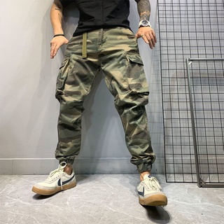 ◕ↂ2021 ฤดูใบไม้ร่วงใหม่อินเทรนด์ยี่ห้อ Ami สีกากีอเมริกัน retro camouflage overalls ผ้าฝ้ายผู้ชายกางเกงใหญ่กระเป๋าตรง