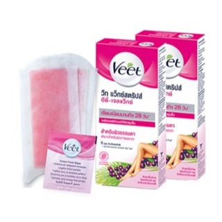 วีทแว็กสตริปส์ veet waxstrip เชียร์บัตเตอร์&amp;เบอร์รี่ และ อัลมอนด์ออย&amp;วิตามินอี