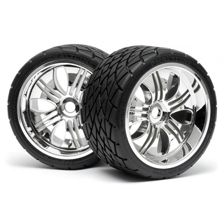 HPI 4731 MOUNTED PHALTLINE TIRES 140x70mm on TREMOR WHEELS CHROME (SAVAGE)