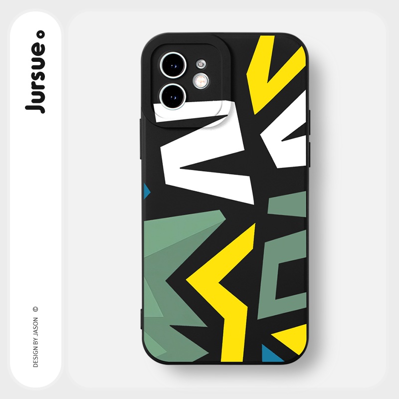 JURSUE เคสไอโฟน เคสซิลิโคนนุ่มขอบเหลี่ยมกันกระแทกน่ารักตลก เคสโทรศัพท์ สีดำ Compatible for iPhone 17 16 15 14 13 12 11 Pro Max SE 2020 X XR XS 8 7 Plus พลัส Y2151