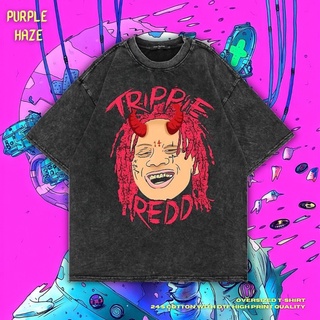 เสื้อยืด ขนาดใหญ่ พิมพ์ลาย Haze Trippie สีม่วง | หินล้างทําความสะอาด | Trippie เสื้อเชิ้ต สีแดง | เสื้อแร็ปเปอร์ | เสื้อ