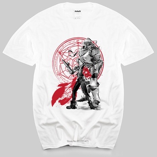 เสื้อยืด ผ้าฝ้าย พิมพ์ลายอนิเมะ Fullmetal Alchemist Brothers สีดํา แฟชั่นฤดูร้อน สไตล์ญี่ปุ่น สําหรับผู้ชายS-5XL