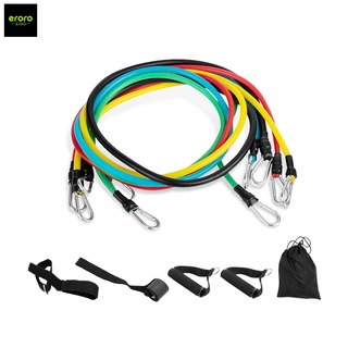 ERORO ยางออกกำลังกาย ยางยืด สายแรงต้าน ครบเซ็ต 11ชิ้น อุปกรณ์ฟิตเนส resistance band set