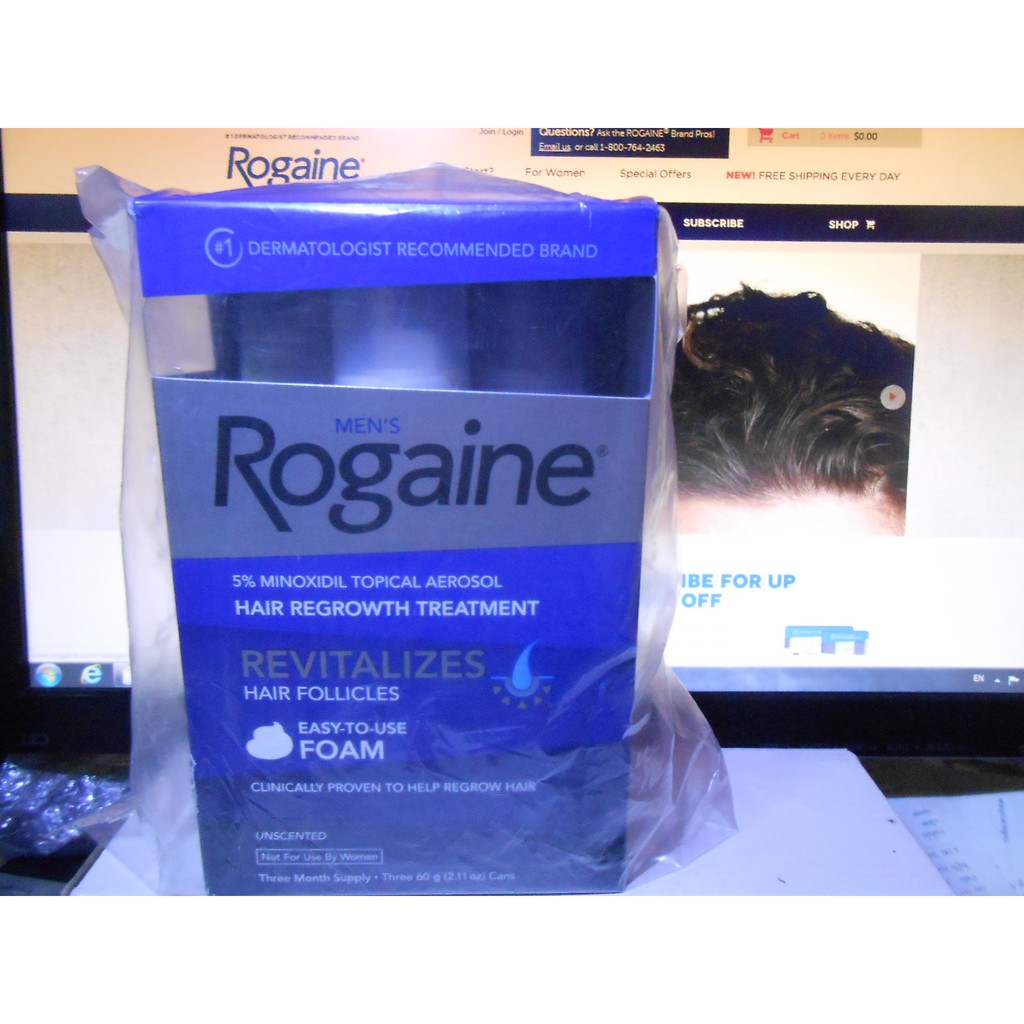 ยาปลูกผม Rogaine  อันดับ 1 ยารักษาผมร่วง ผมบาง แพค 3 ขวด แบบโฟม ใช้ได้ 3 เดือน