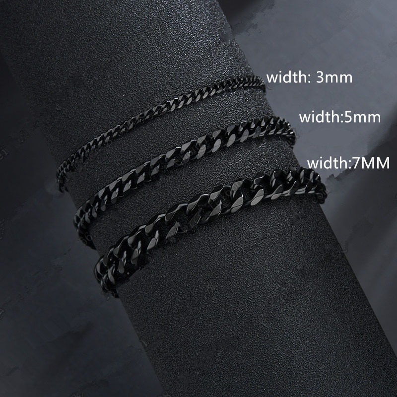 3 สี 3/5/7 มม. อินเทรนด์ คิวบา โซ่ บุรุษ เชื่อมโยง สร้อยข้อมือโซ่ สเตนเลส สําหรับผู้ชาย ผู้หญิง เครื่องประดับ