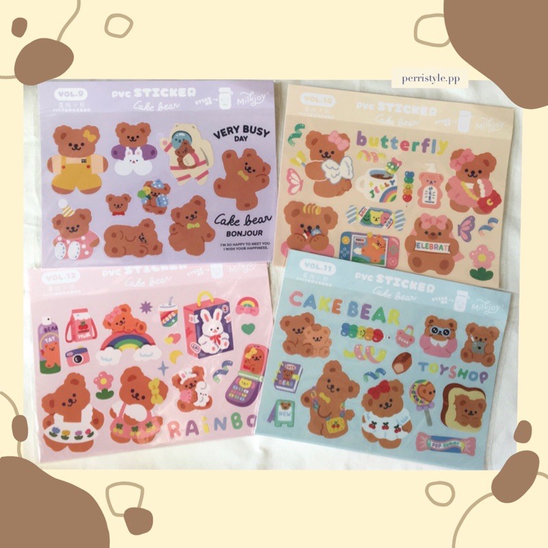 [พร้อมส่ง🔥] สติ๊กเกอร์ติดไอแพด สติ๊กเกอร์การ์ตูน สติ๊กเกอร์ตกแต่ง สติ๊กเกอร์pvc ลายหมีน่ารัก milkjoy