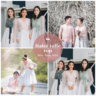 Daisy tulle top เสื้อแขนยาวดอกเดซี่ (สีกรม/สีชมพู/สีเขียว)