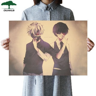 Dlkklb Tokyo Ghoul โปสเตอร์กระดาษคราฟท์สไตล์วินเทจขนาด 51.5x36 ซม. สําหรับตกแต่งห้อง