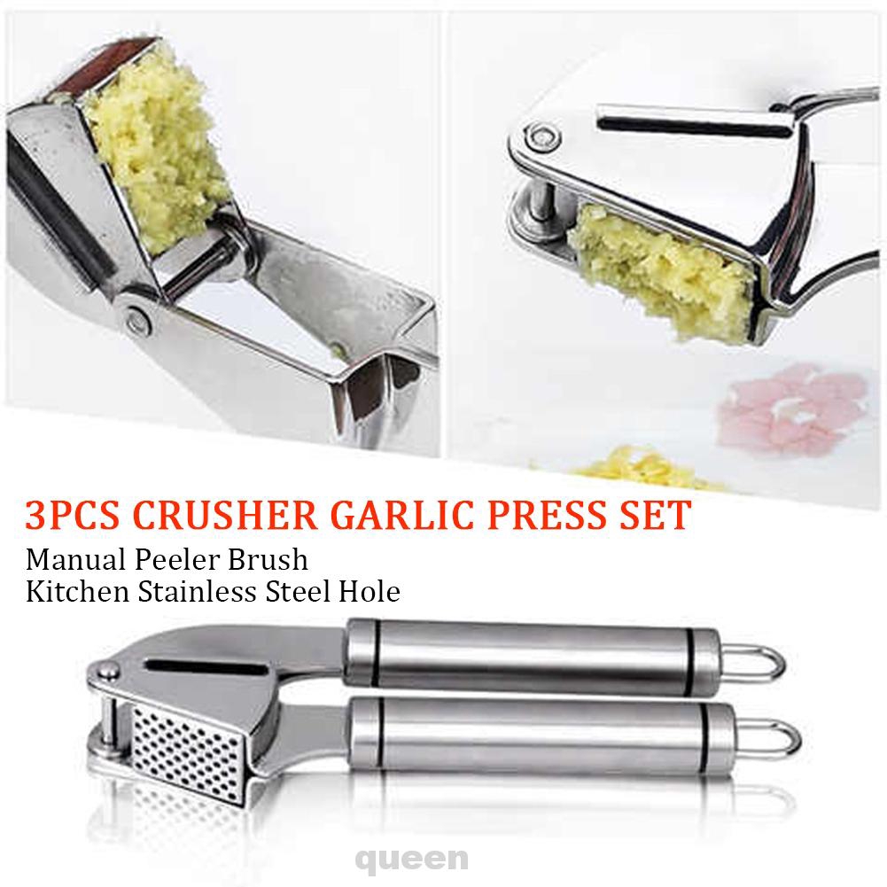 Stainless Steel Garlic Press Crusher Rocker Set Creative Kitchen Tool