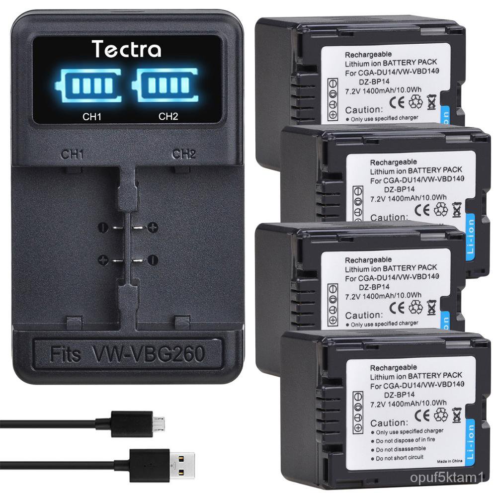 4Pcs 1400mAh CGA-DU14 Battery for PANASONIC CGR-DU06 DU07 DU12 DU21 NV-GS10 GS100K GS17E PV-GS65 VW-