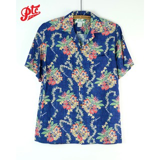 เสื้อฮาวาย TWO PALMS Lei of Hawaii Navy