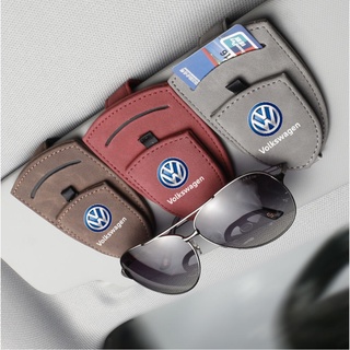 Volkswagen LOGO Car VisorAlcantara Glasses Clip CC Arteon Variant Touareg FOX AMEO POLO ID.3 JETTA GOLF PASSAT TAIGO TIGUAN Scirocco Caravelle Interior Modified Sunglasses Business Card Organizer