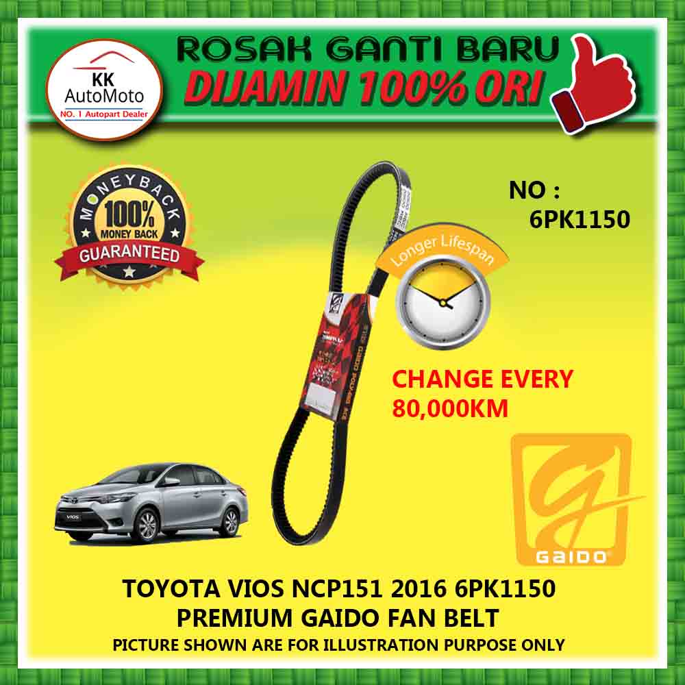 TOYOTA NCP151 2016 GAIDO PREMIUM FAN BELT - 6PK1150