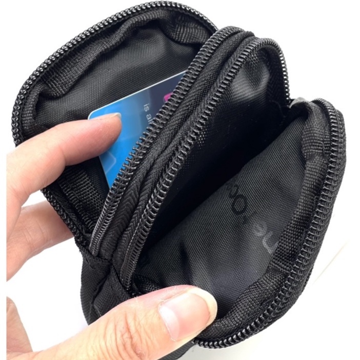 Chinatown Leather กระเป๋าผ้าDAKARร้อยเข็มขัด ผ้าซิปคู่+ช่องหน้าใส่ แบงค์ เหรียญ บัตร แว่นส่องพระ ร้อยเข็มขัด 2 เครื่อง