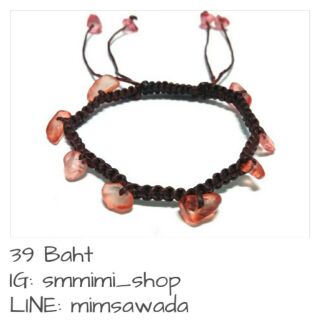 สร้อยข้อมือเชือกเทียนถัก หินสีส้ม