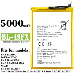 แบตเตอรี่ Battery Infinix Hot 8 X650B Hot 9 Hot 10 Lite Smart 5 BL-49FX รับประกันสินค้า 6 เดือน