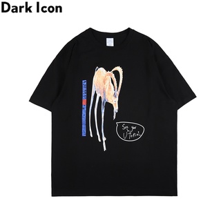 เสื้อยืดผู้ เสื้อยืด ผ้าฝ้าย ทรงหลวม ลาย Dark Icon โอเวอร์ไซซ์ สไตล์ฮิปฮอป แฟชั่นฤดูร้อน สําหรับผู้ชาย S-5XL