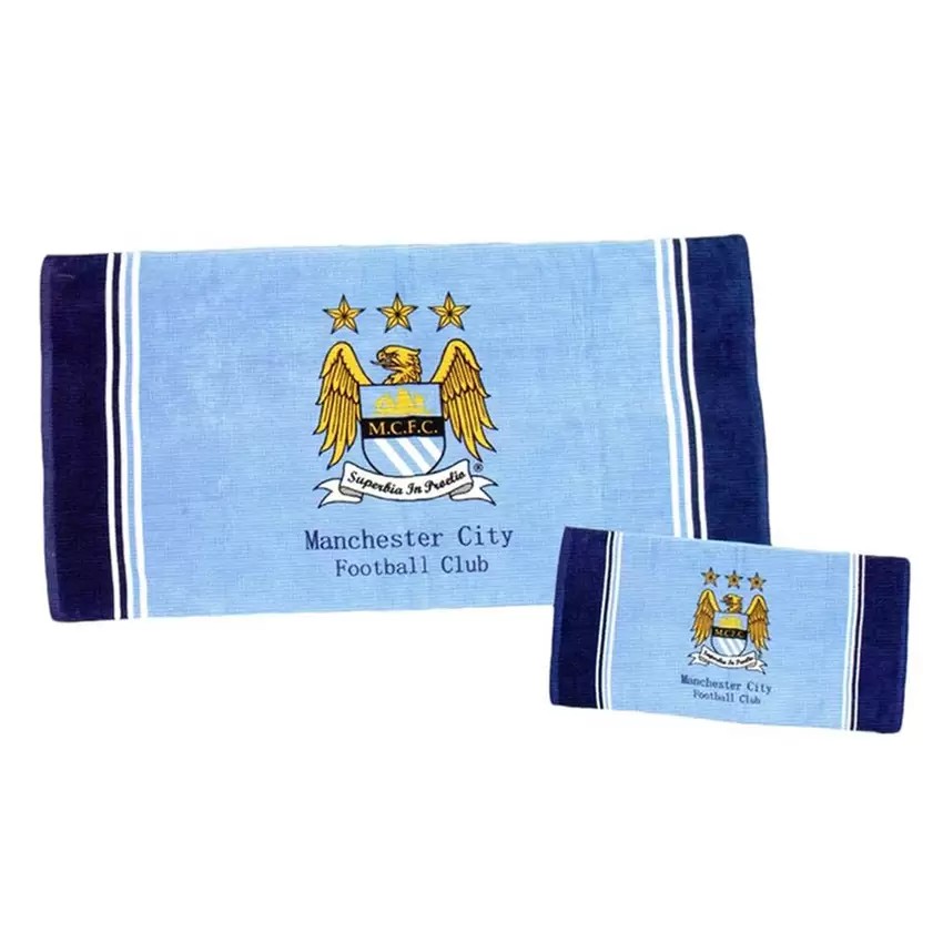ลิขสิทธิ์แท้💯 ชุดผ้าขนหนู เช็ดตัว+เช็ดผม ลายฟุตบอล แมนซิตี้ Man City จากทิวลิป tulip