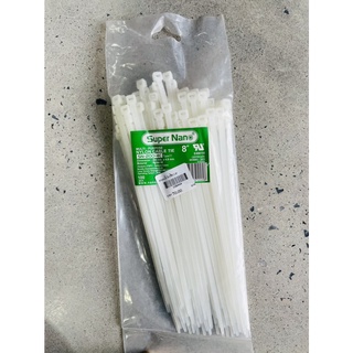 *Nana เคเบิ้ลไทร์ Cable Tie Nylon เคเบิลไทร์ รัดสาย สายรัดพลาสติก สีขาว (1ถุงมี 100เส้น) ขนาด 4" 6 และ 8 นิ้ว 108445