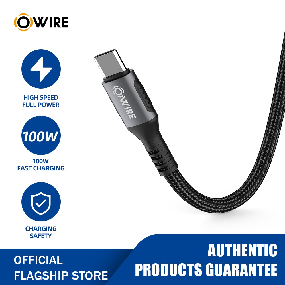 OWIRE สายชาร์จเชื่อมต่อ USB C ไปยัง Type C 60W แบบชาร์จไว สําหรับ Macbook Samsung S9 Plus Huawei Mat