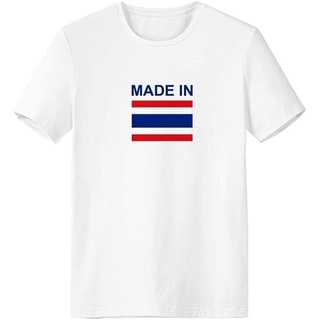 เสื้อยืดสีขาวประเทศไทยเสื้อยืดแขนสั้น Made In Thailand Country Love Crew Neck T-Shirt Workwear Pocket Short Sleeve Sport