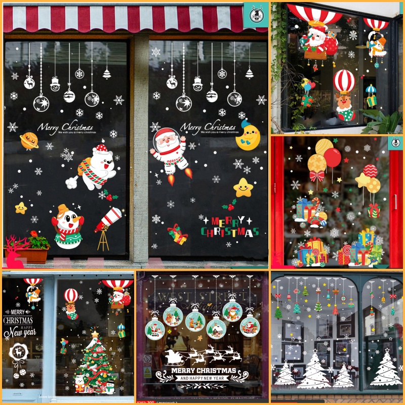 สติ๊กเกอร์สูญญากาศติดกระจก (แบบไม่มีกาว) เทศกาลChristmas ปีใหม่2025 ตกแต่งร้าน ส่งด่วนจากกทม.