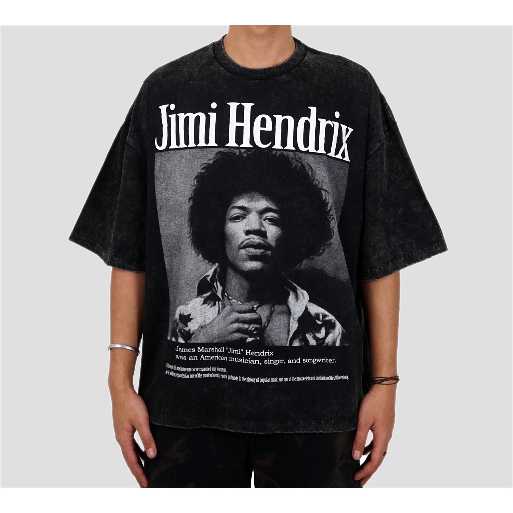 Jimi Hendrix เสื้อยืดล้างโอเวอร์ไซส์