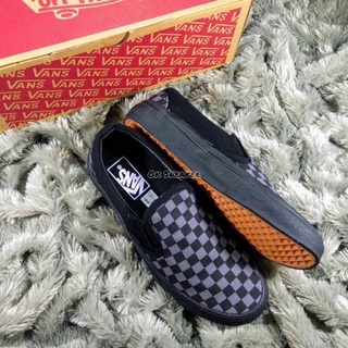 Vans Slip On Checkerboard Mono Black 100% พร้อมกล่อง