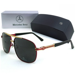 Polarized แว่นกันแดด แฟชั่น รุ่น Mercedes Benz MB 746 C-4 สีแดงตัดทองเลนส์ดำ แว่นตา ทรงสปอร์ต วัสดุ Stainless