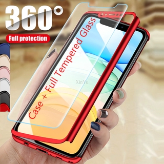 เคสโทรศัพท์มือถือกระจกนิรภัยพร้อมฝาปิด 360 สําหรับ Vivo Y91 Y93 Y91C Vivo Y17 Y12 Y15 Y11 Y19 V9 Y81 Y95 Y71 Y81s Y83 Y85 360