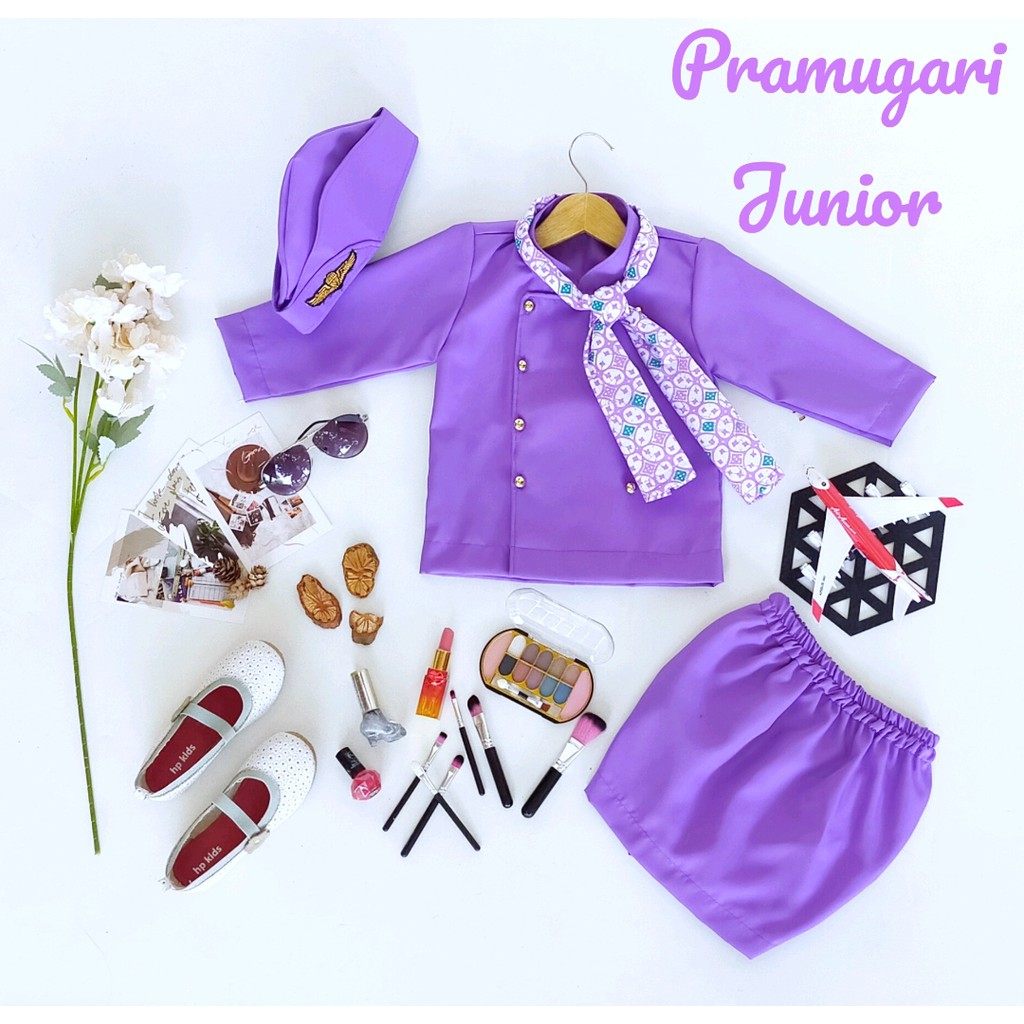 UNGU PURPLE JUNIOR FLIGHT ATTENDANT COSTUME สําหรับ NEWBORN AGE/ PHOTOSHOOT CHILDRENS COSTUME (พร้อม