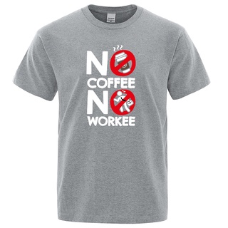 เสื้อยืดผู้ เสื้อยืด พิมพ์ลาย No Coffee No Work สไตล์วินเทจ ใส่สบาย สําหรับผู้ชาย S-5XL