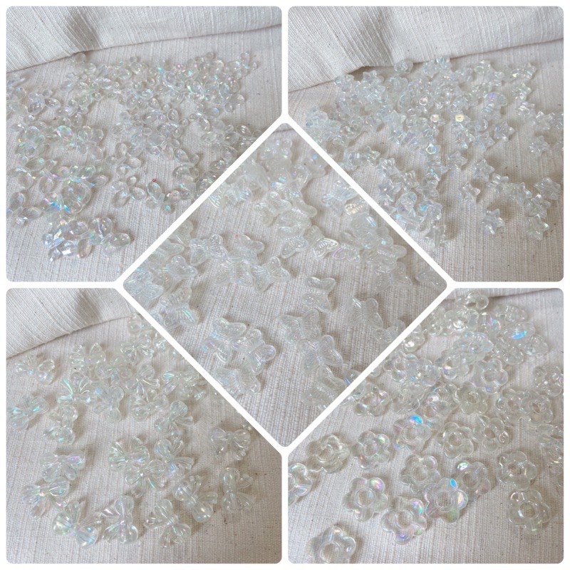 ลูกปัดใสสีรุ้ง(A046) ลูกปัดเคลือบรุ้ง ลูกปัดตกแต่งdiy ลูกปัดตกแต่งเครื่องประดับ