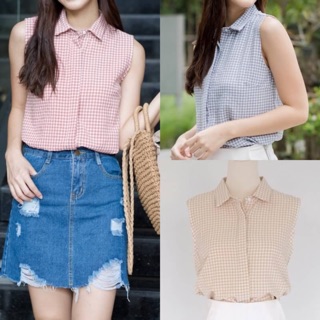 Sleeveless Checked Shirt