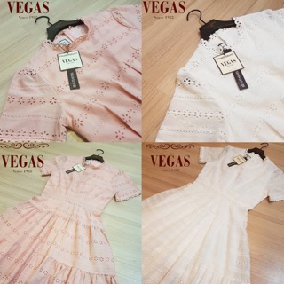 Dress สั้นผ้าลูกไม้cotton ฉลุลาย