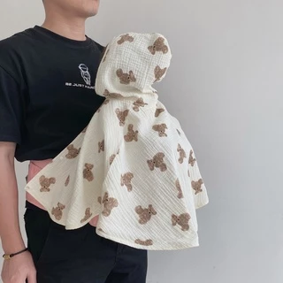 เสื้อคลุมไหล่ กันแดด กันลม ลายหมีน่ารัก เหมาะกับฤดูใบไม้ผลิ และฤดูร้อน สําหรับเด็กทารก อายุ 3 ปี