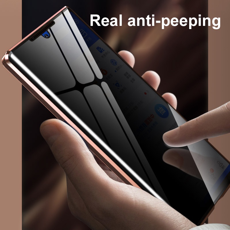 SAMSUNG กระจกนิรภัยความเป็นส่วนตัวโลหะเคสโทรศัพท์สําหรับSamsung Galaxy S25 S24 S23 S22 Ultra S21 Plus S20 FEกรณีAnti-Spyแก้วกรณี