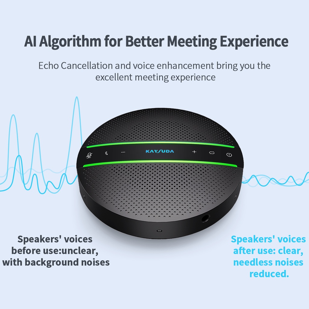ลำโพงประชุม พร้อมไมค์ Kaysuda SP300 Bluetooth Speakerphone 360º Voice Pickup 6 Mic Video Conference