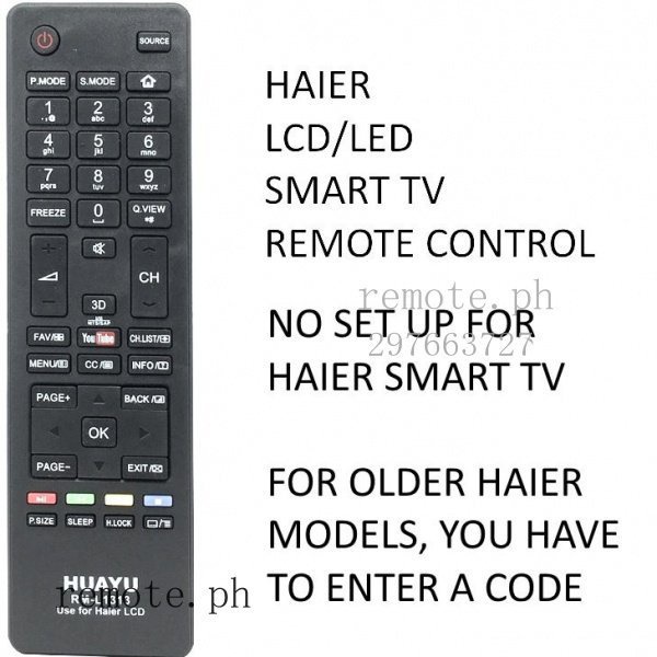 สําหรับเปลี่ยน HUAYU RM-L1313 HAIER LCD/LED SMART TV รีโมทคอนโทรลพร้อม YOUTUBE และ 3D ปุ่ม 55D3550 L